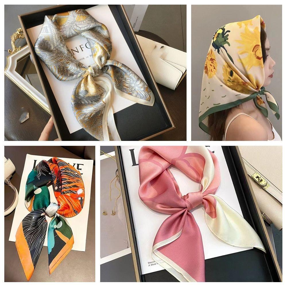 Квадратный платок 70*70см Роскошный принт Хиджаб Бандана Модная лента для головы