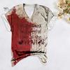 Женская футболка с V-образным вырезом и коротким рукавом, футболка с принтом крови на Хэллоуин, тонкая эластичная, для косплея, фестивалей, пуловеры, топы