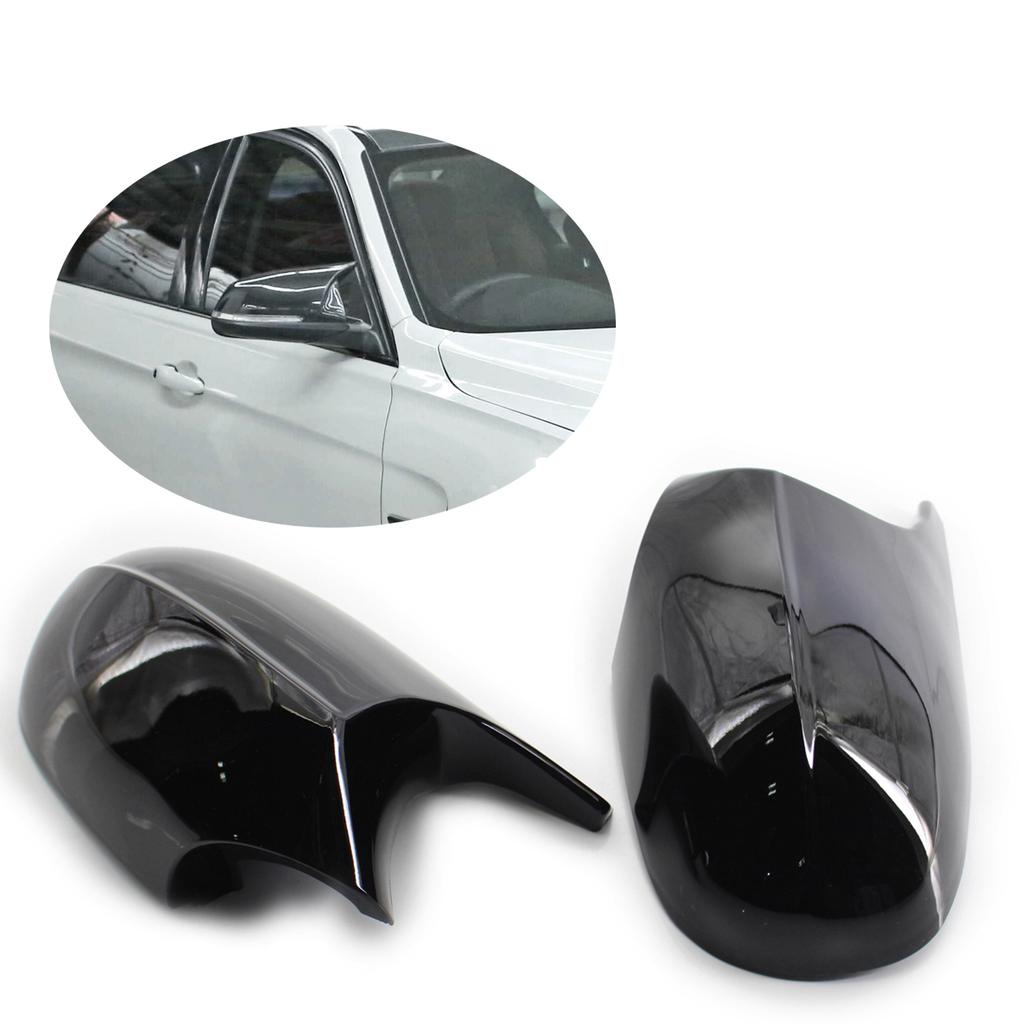 Rearview M3 Style Side Mirror Shells Side Wing Mirror Cover Cap Bright Black Style Pair Replacement for BMW E90 E91 E92