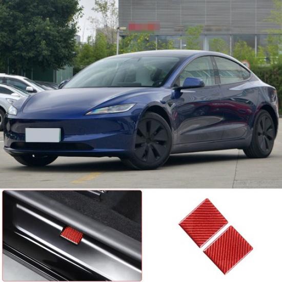 Красная накладка на порог автомобиля из карбона, наклейка-чехол для Tesla Model 3 23+