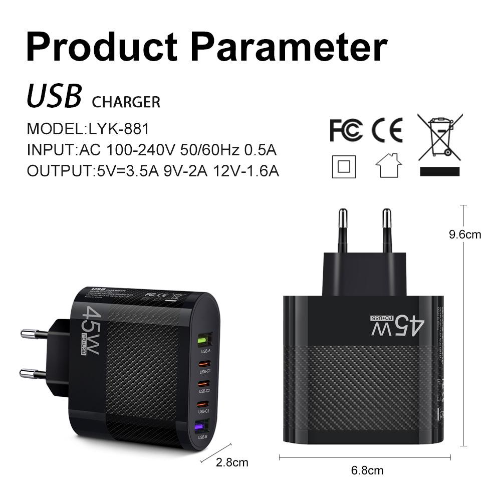 3.5A Multi-Port Charger: Type-C & USB Ports with US/EU/UK Plugs