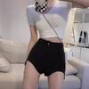 Women's 2024 Summer High-Waisted Black A-Line Suit Shorts - Sexy, Slimming, Irregular, Hip-Hugging Casual Style