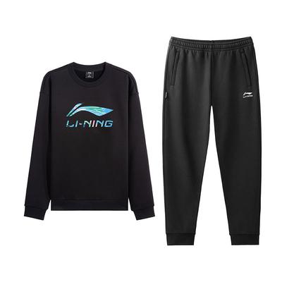 Li Ning Модный Универсальный Классический Свитшот с Круглым Вырезом Удобные Длинные Брюки Повседневный Спортивный Костюм AWDVH37-5+AKLVC89-1