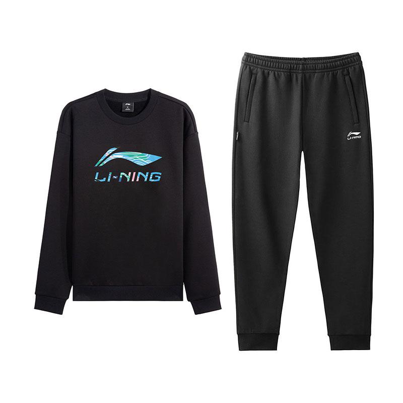 Li Ning Модный Универсальный Классический Свитшот с Круглым Вырезом Удобные Длинные Брюки Повседневный Спортивный Костюм AWDVH37-5+AKLVC89-1