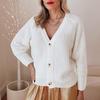 Женский кардиган массивной вязки, осень-зима, свитер с открытой передней частью и застежкой на пуговицы, однобортный однотонный свободный короткий верх, пальто