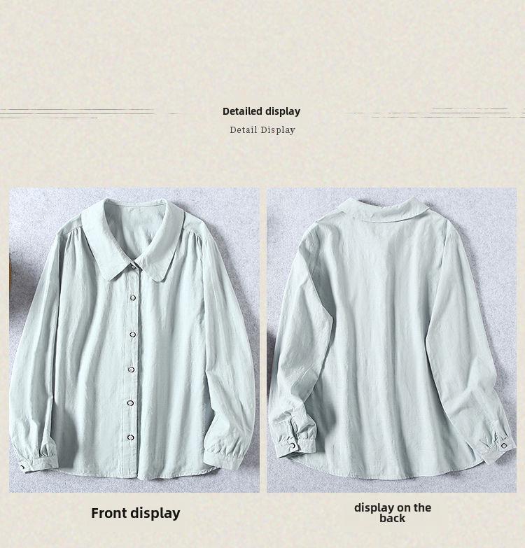 Женская однотонная рубашка из хлопка и льна с длинным рукавом — легкая, повседневная, весна 2024 г.