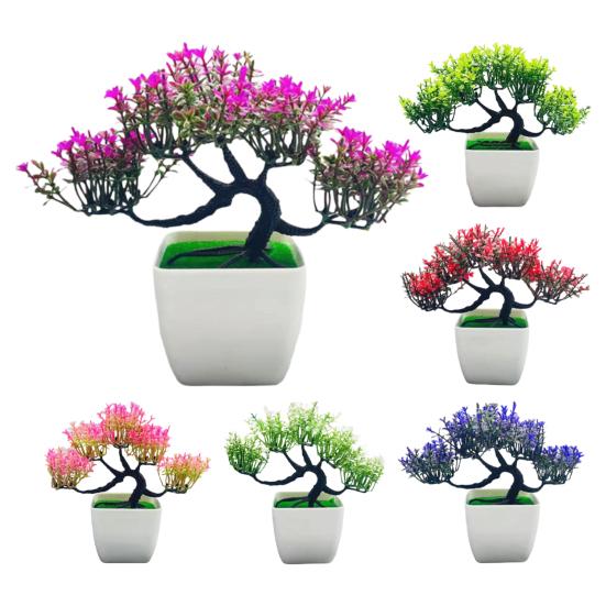 Искусственный бонсай Реалистичный вид Геометрическая форма В горшке Не выцветающий Не увядающий Не требующий ухода