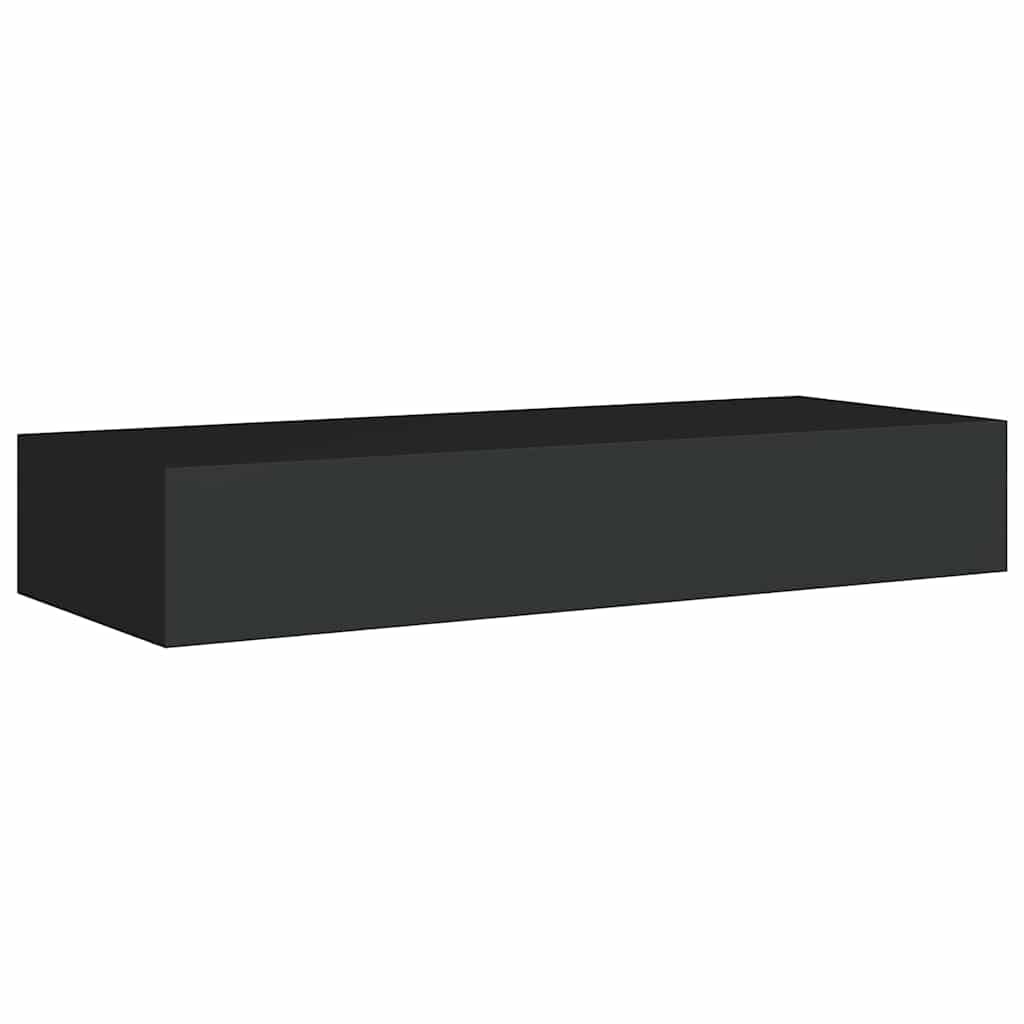 Vidaxl Półka Ścienna Z Szufladą, Czarna, 60 X 23,5 X 10 Cm, Mdf