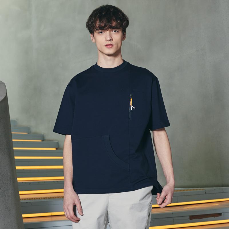 CUSTOMUS Asymmetrical Pocket Neon Slider Short Sleeve T-Shirt Cts21Mkrt448