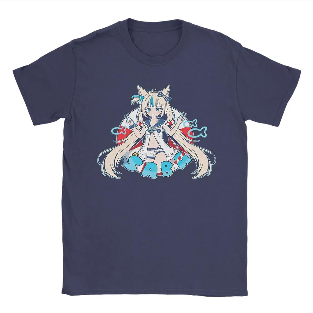 Летняя футболка SABA с кошачьими ушками для VTuber, Унисекс, Уличная одежда для фанатов аниме, Повседневная футболка с коротким рукавом, 100% хлопок