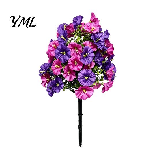 Outdoor Fake Floral Decor Artificial Petunia Flower Stake, Morning Glory Ground Stake Flower, Garden Arrangement UV?Resistant for Yard Patio