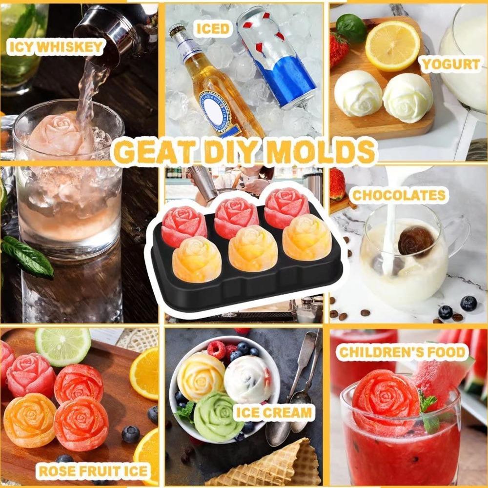 With Lid Silicone Ice Cube Mold Easy Release Ice Making Accessory Rose Ice Cube Tray Party