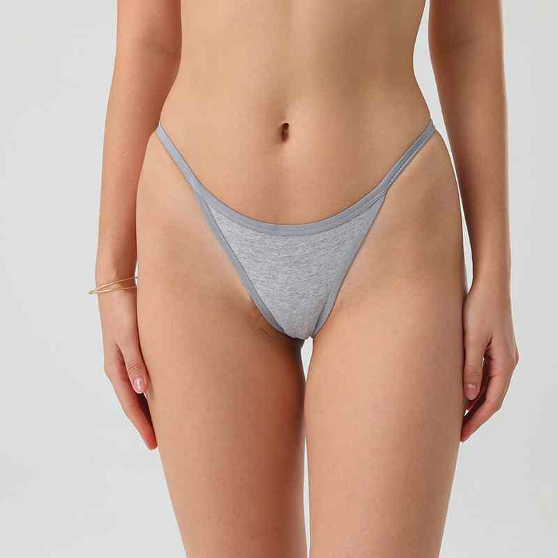 Women's Solid Thong Low-rise Panties Cotton Briefs Comfortable Sexy Panties