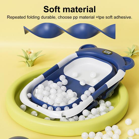 2 шт./комплект складная детская ванночка с термометром мягкая подушка складная конструкция визуальный датчик температуры детская ванночка