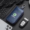 Carbon Fiber Car Key Bag Multifunction Organizer Wallet For Skoda Octavia 2 3 Rapid Kodiaq Karoq Fabia Kamiq Superb Accessories  FD9