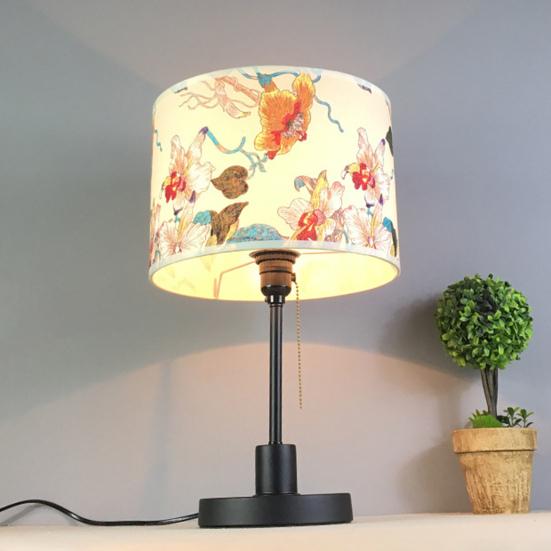 Drum Lampshade Floral Printed Lamp Shade Linen Handcrafted Rustic Lamp Shade for Table Lamps Floor Lamps Farmhouse Decoration