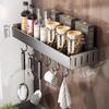 No-Drill Wall-Mounted Kitchen Spice Rack with Knife Holder & Hooks