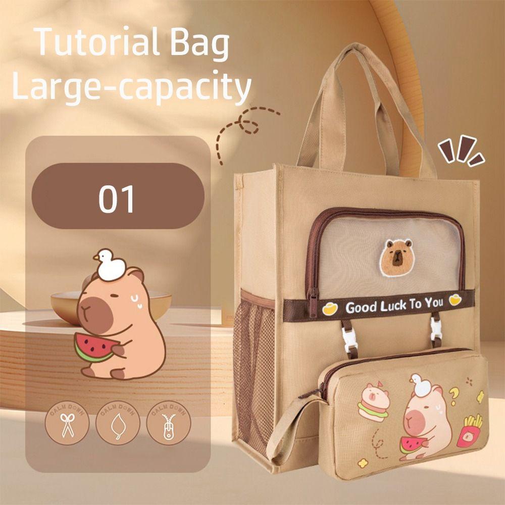 Шестислойная сумка-туториал для студентов, сумка для хранения канцелярских товаров с капибарой, мультяшная сумочка, для мальчиков и девочек