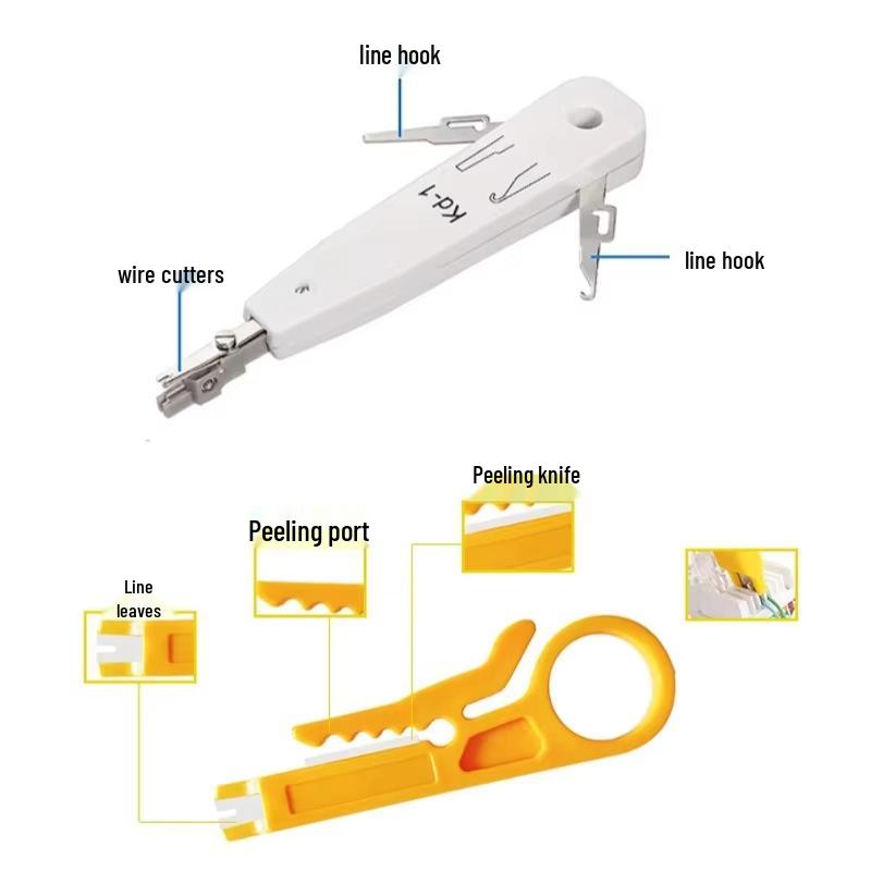 Набор сетевых инструментов: Пробивка, Обжим, Тестер кабеля, Стриппер для проводов, Резка, Клеммы