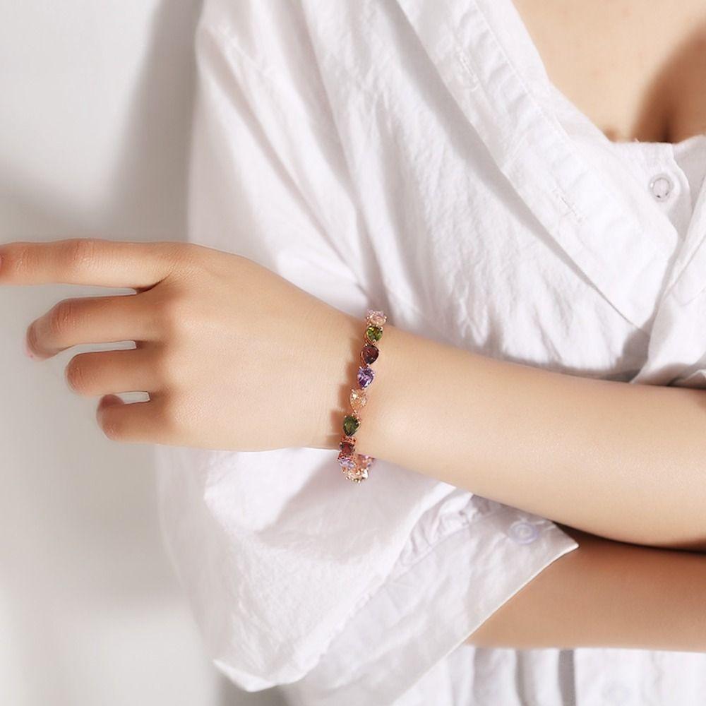 Роскошный браслет со стразами, украшения, браслет из цветных кристаллов, радужный цирконовый браслет, женский/мужской