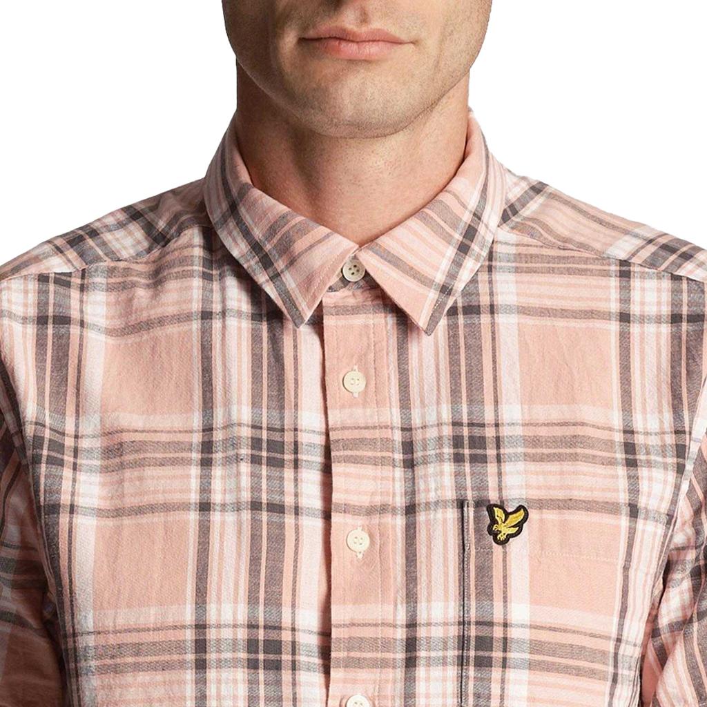 Lyle & Scott Mens Checked Linen Short-Sleeved Shirt