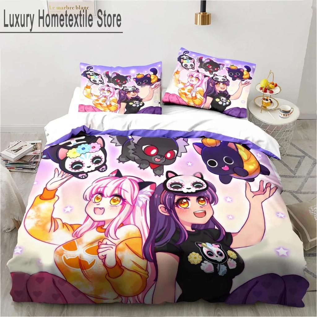 Cartoon Game Cute Aphmau With Wings Bedding Set Boys Girls Twin Queen King Size Duvet Cover Pillowcase Bed Boys Adult