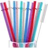 6 цветов, без бисфенола А, 12 шт., многоразовые пластиковые трубочки для высоких чашек и стаканов, небьющиеся, прозрачные, блестящие, блестящие, соломинки для питья с 1 щеточкой для чистки