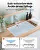 Undermount Bathroom Sink, 460 x 330 mm Rectangular White Ceramic Vessel Sink with Overflow Hole, Under Counter Drop in Modern Lavatory Vanity Bath