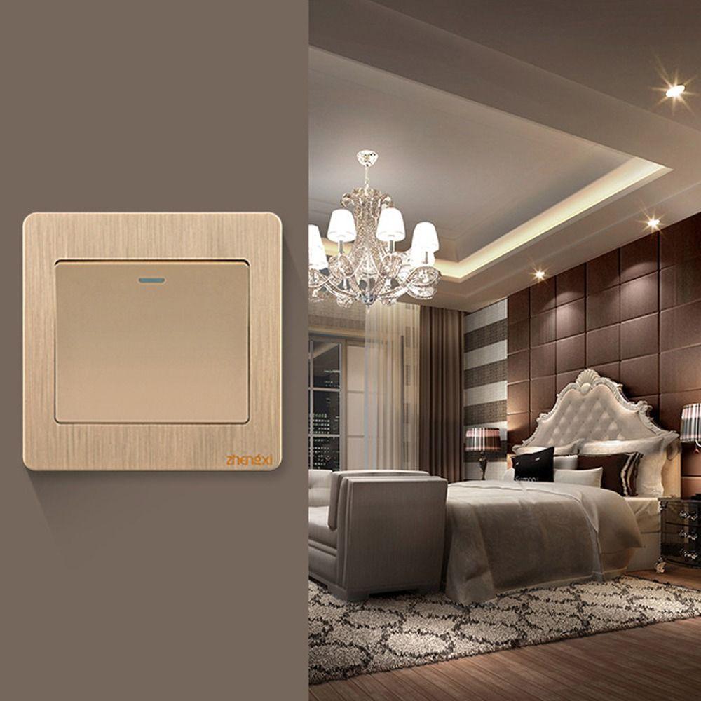with LED Lamp Wall Switches Gold 1/2/3/4 Gang New Wall Light Switch Panel