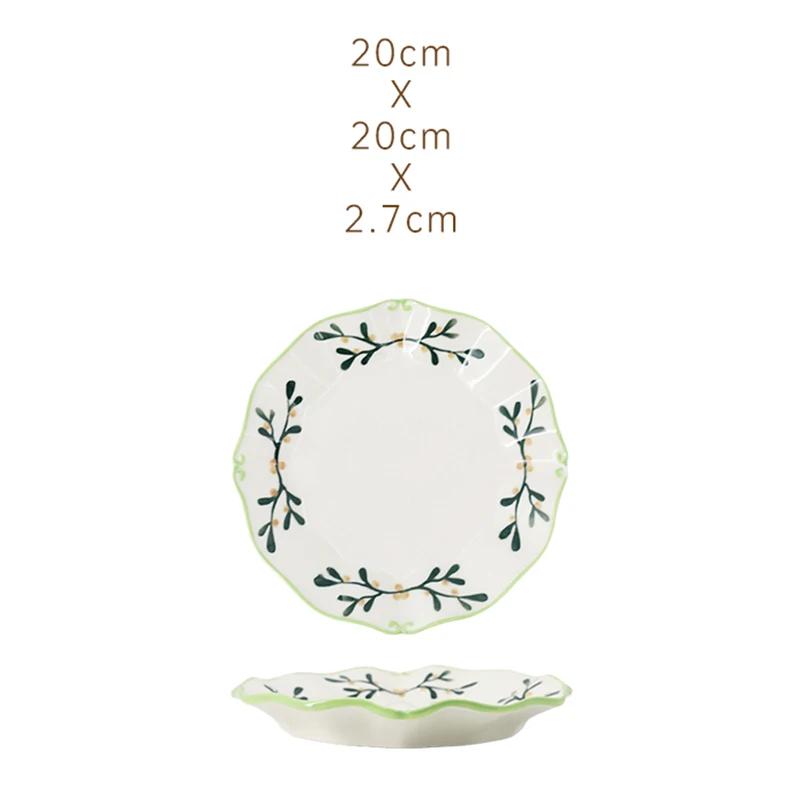 Необычные расписанные вручную керамические тарелки Роскошная ресторанная тарелка для фруктового салата Домашняя вкусная еда Обеденная тарелка Изысканная столовая посуда