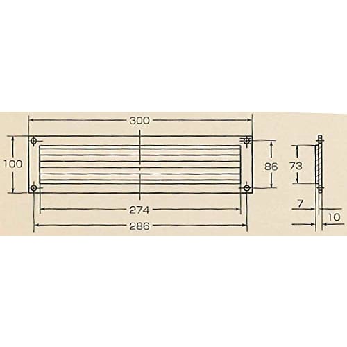 Mizukami Metal K Louver Type 5 P.C. Door Louver, 100mm X 300mm (White)