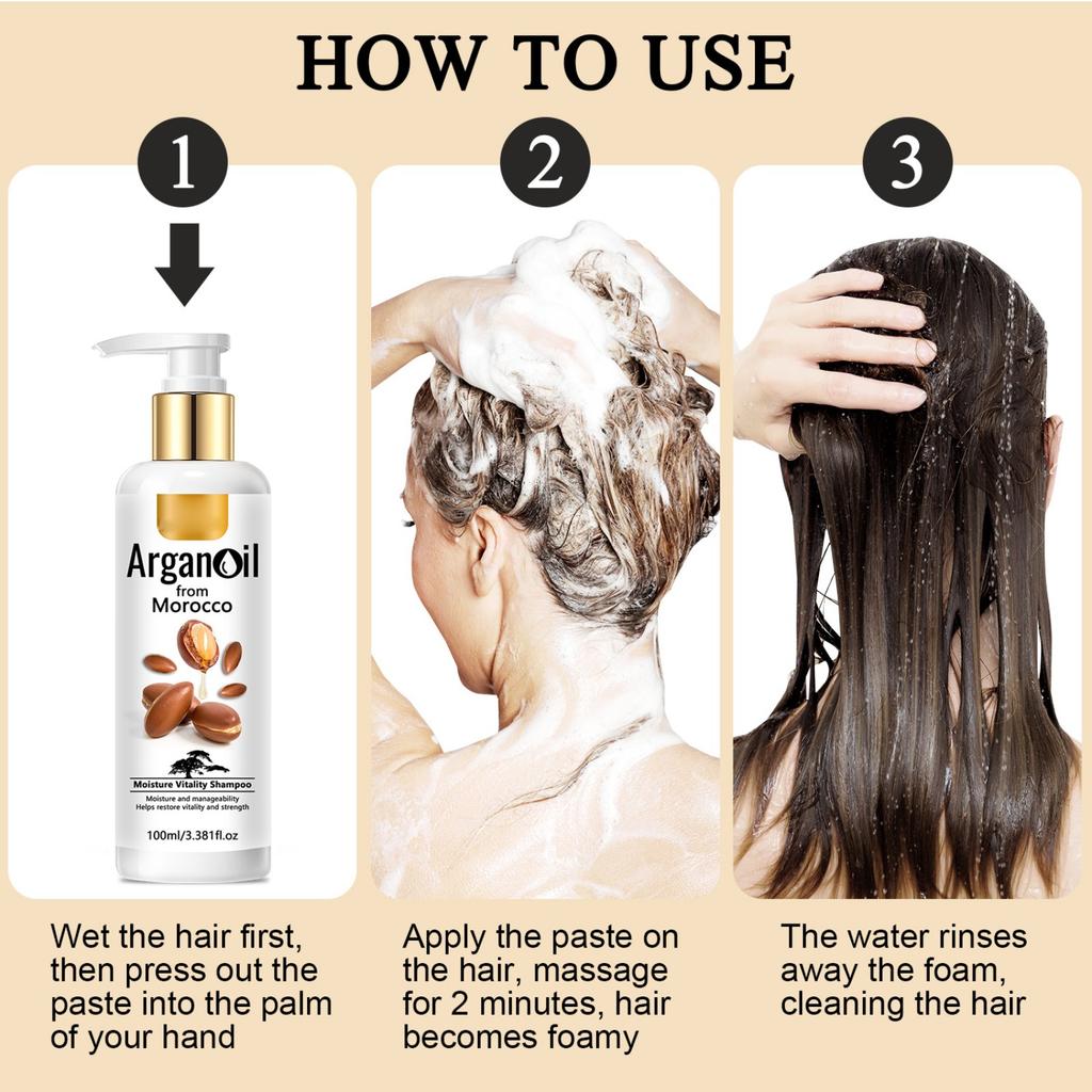 Шампунь с аргановым маслом разглаживает вьющиеся волосы, увлажняя и глубоко очищая