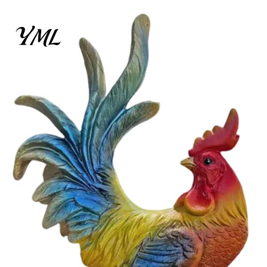 Farmhouse Decor Resin Rooster Statue, Auspicious Ornament, Chicken Realistic Bird Statue Sculpture for Home Indoor Tabletop Garden Courtyard Ornament