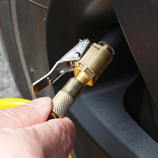 2 шт. Латунные насадки для накачки шин с фиксатором, Пневматический зажим с силиконовым уплотнением, Быстроразъемный зажим для вентиля шины, для автомобильного насоса, Портативный, Противоутечка, Адаптер