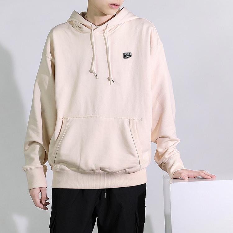Puma Downtown Pullover Hoodie Men Tops Beige 596002-89