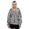Unisex Camo Hooded Zip-Up Sweater Oversized Streetwear Knit Pullover Winter