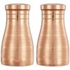 Copper Water Pot | Bedside Carafe with Glass Lining | 950 Ml (Set of 2)