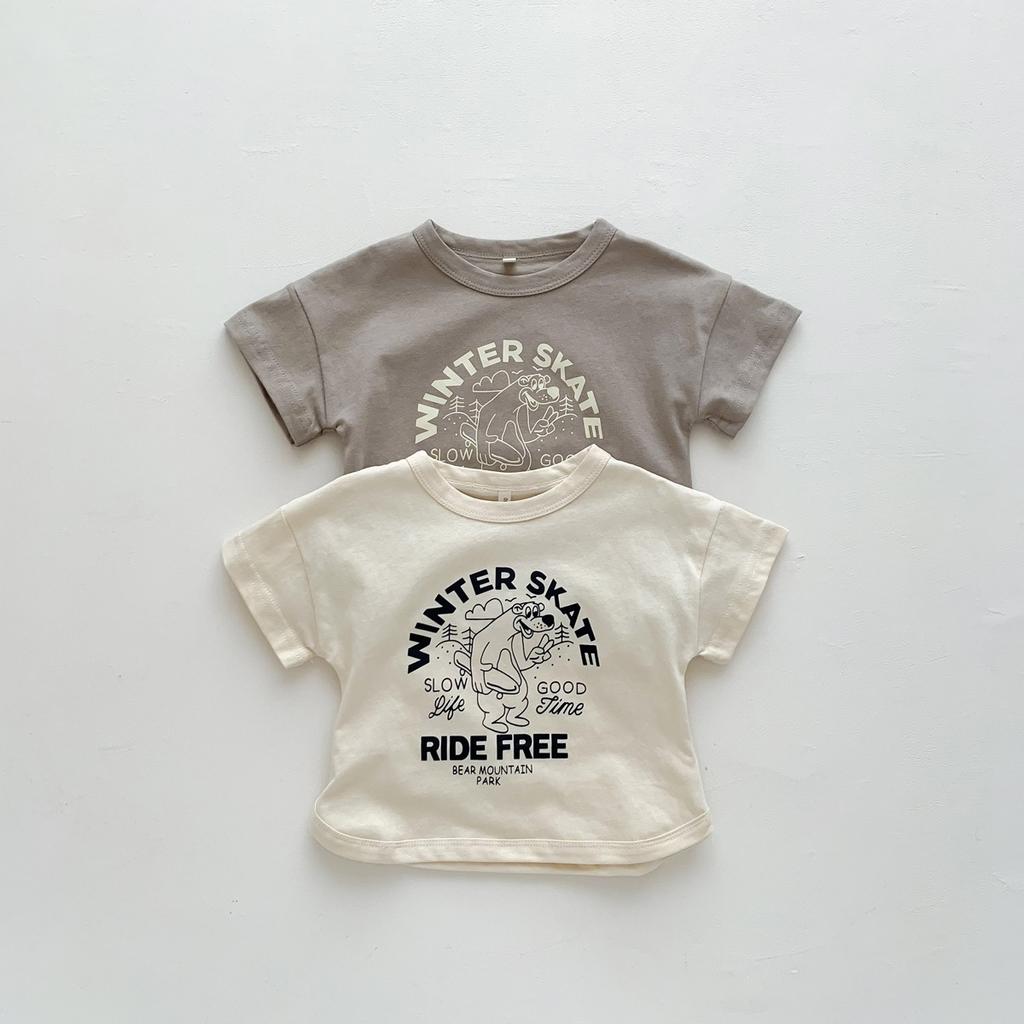 Детская повседневная футболка для мальчиков с милым принтом из мультфильма, хлопковая футболка, летний пуловер для девочек, топы, универсальная нижняя рубашка