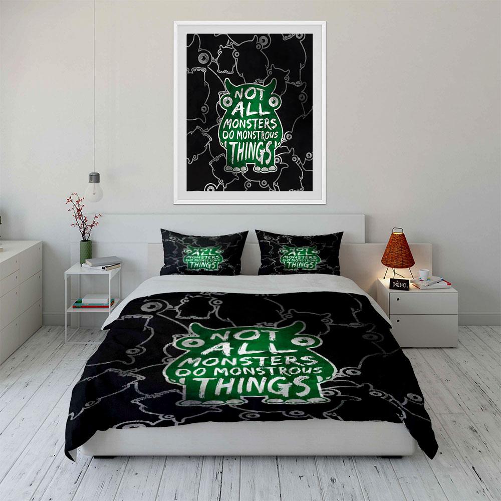 "Not All Monsters Bedding Set" Bedding Duvet Cover Set Duvet Cover Pillowcases (1 * Duvet Cover 2 * Pillowcases, without duvet insert)