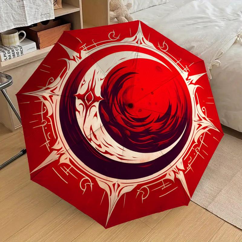 1pc Blood Moon Symbol Umbrella with Plastic Handle,Suitable for All Seasons Home Travel Outdoor UmbrellaDD1052