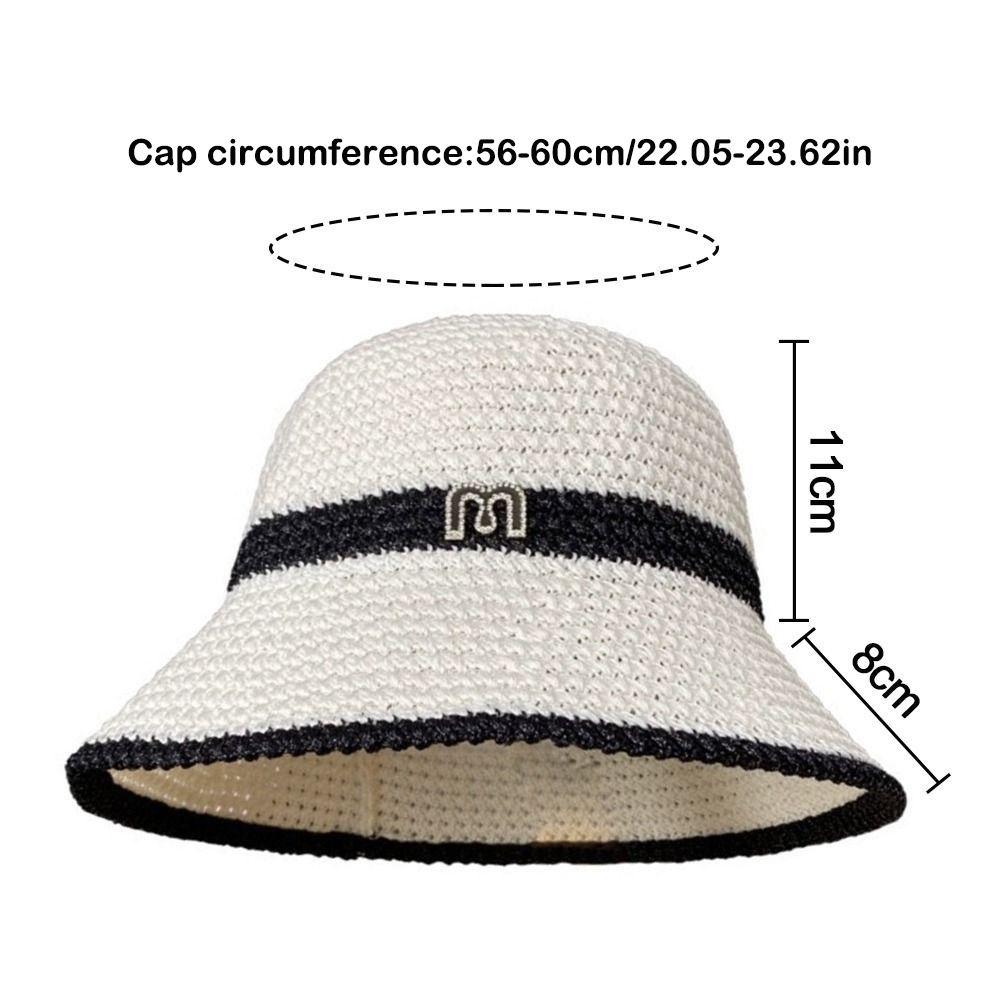 Foldable Fisherman's Hat Letter Decor Sun Hat Big Visors Beach Cap Women Girls