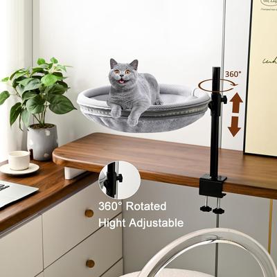Кровать-лежанка для кошки на стол - Вращающаяся на 360°, с регулируемой высотой, гамак для котенка для офисного и игрового стола
