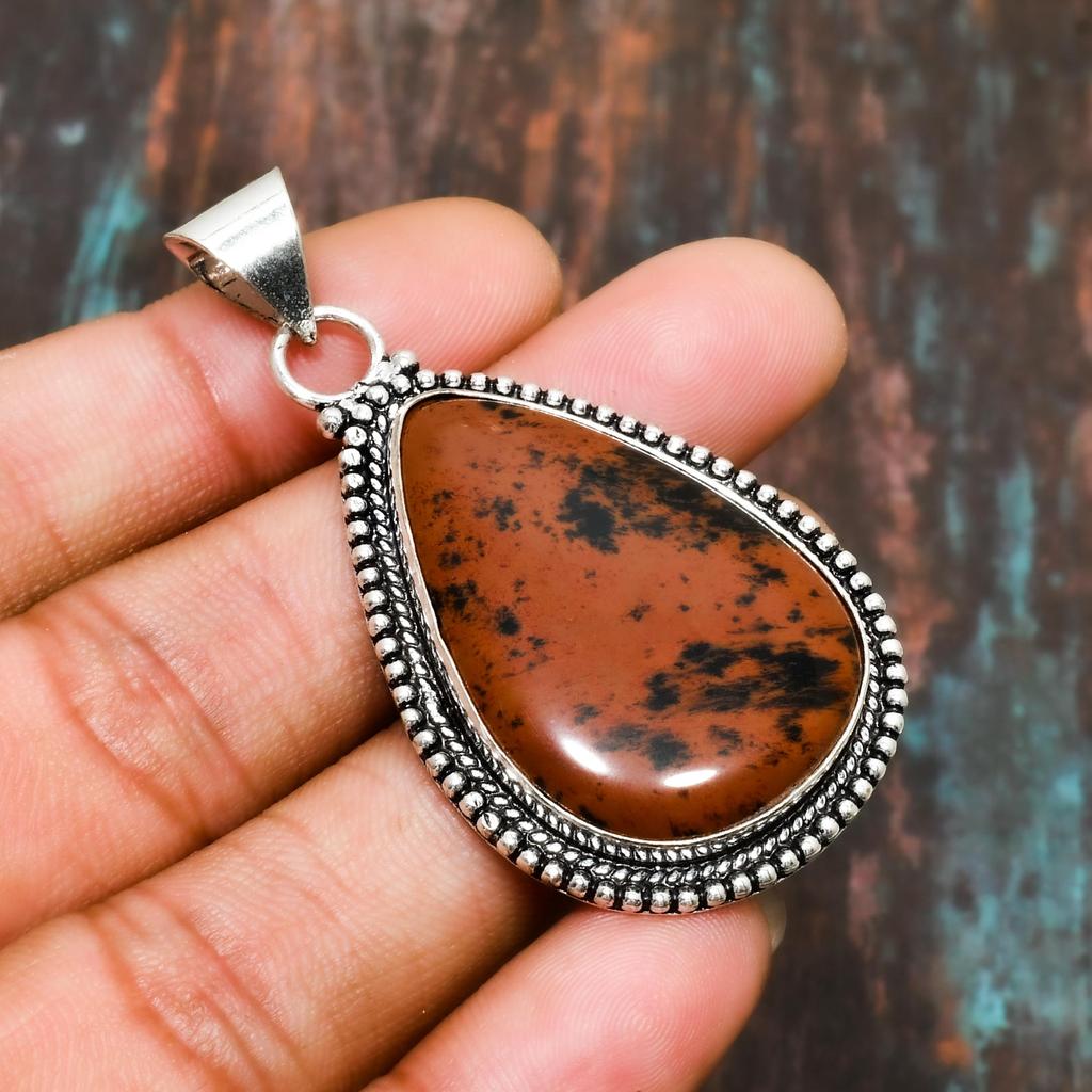Mahogany Obsidian, Gemstone Handmade Solid 925 Sterling Silver Jewelry Pendant