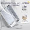 Stainless Steel Cat Litter Box XL With High Edge Easy To Clean Leak Proof 60x40x29.5 Cm Gray