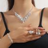 Zircon Necklace Earring Set Elegant Rhinestone Necklace Bridal Jewelry Set  Dress Accessories