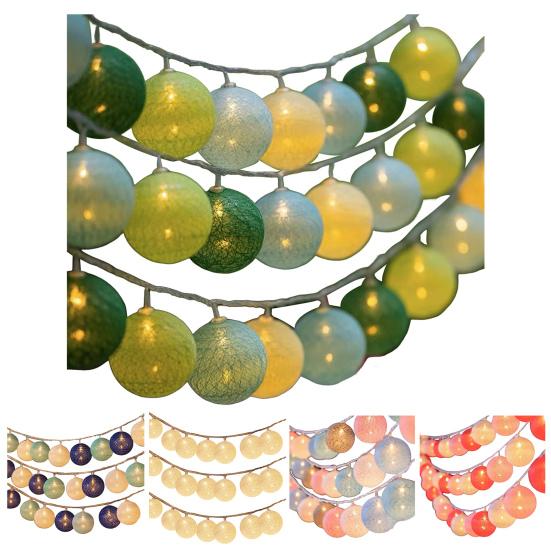 Гирлянда из хлопковых шариков Водонепроницаемая на батарейках 10/20/40 светодиодов Рождество Свадьба Хэллоуин Праздничная вечеринка Декоративная гирлянда