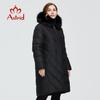 Парка Астрид с капюшоном из лисьего меха, длинное зимнее женское пальто, женская теплая куртка больших размеров, женская одежда из био-пуха, 9172