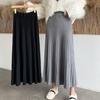 Women Knitting Skirt High Waist Solid Color A-Line Skirt Loose Fit Pleated Skirt Autumn Winter Long Skirt