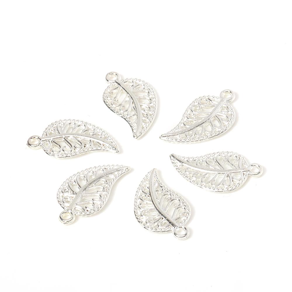 50pcs 17x9mm Tree Leaf Charms Pendants Small Metal Leaf Pendants for Bracelet Accessories Jewelry Findings Making Wholesale DIY