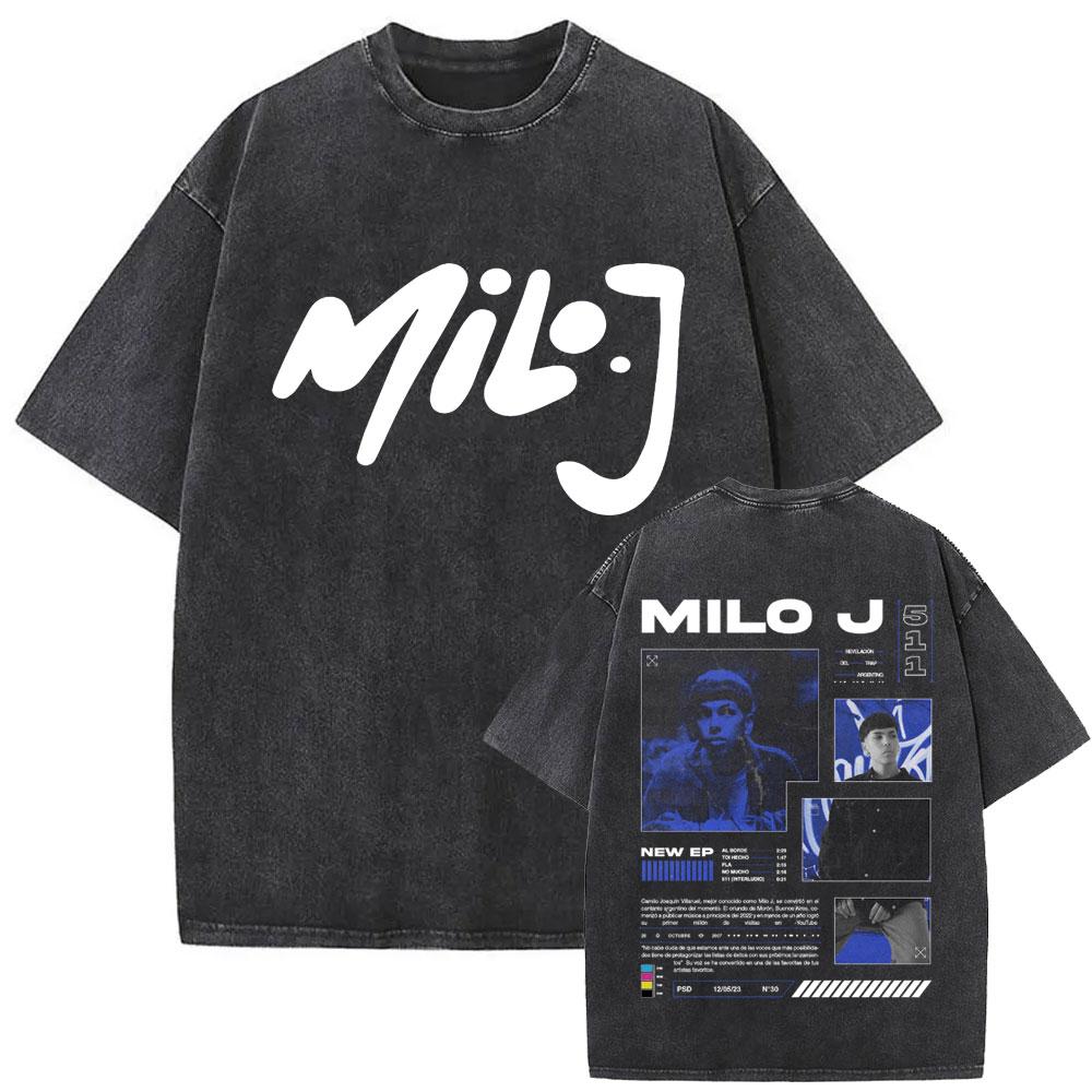Washed Vintage Rapper Milo J La Vida Era Mas Corta Album Graphic Tshirt Men Women Hip Hop Fashion Pop Music T Shirts Streetwear